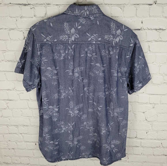 PAPER DENIM & CLOTH | leaf foliage print cotton button up short sleeve shirt - Picture 4 of 7